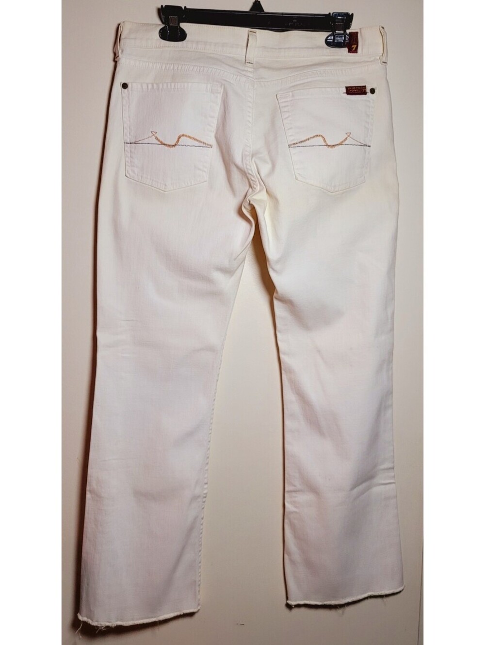 7 For All Mankind White Straight Leg Jeans